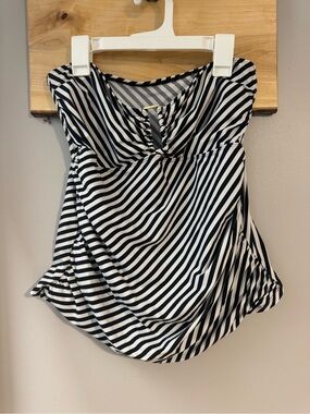 Ralph Lauren Black & White Striped Women's Swim Top size 16